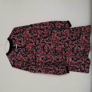 Berry Leaf Print Shift Dress